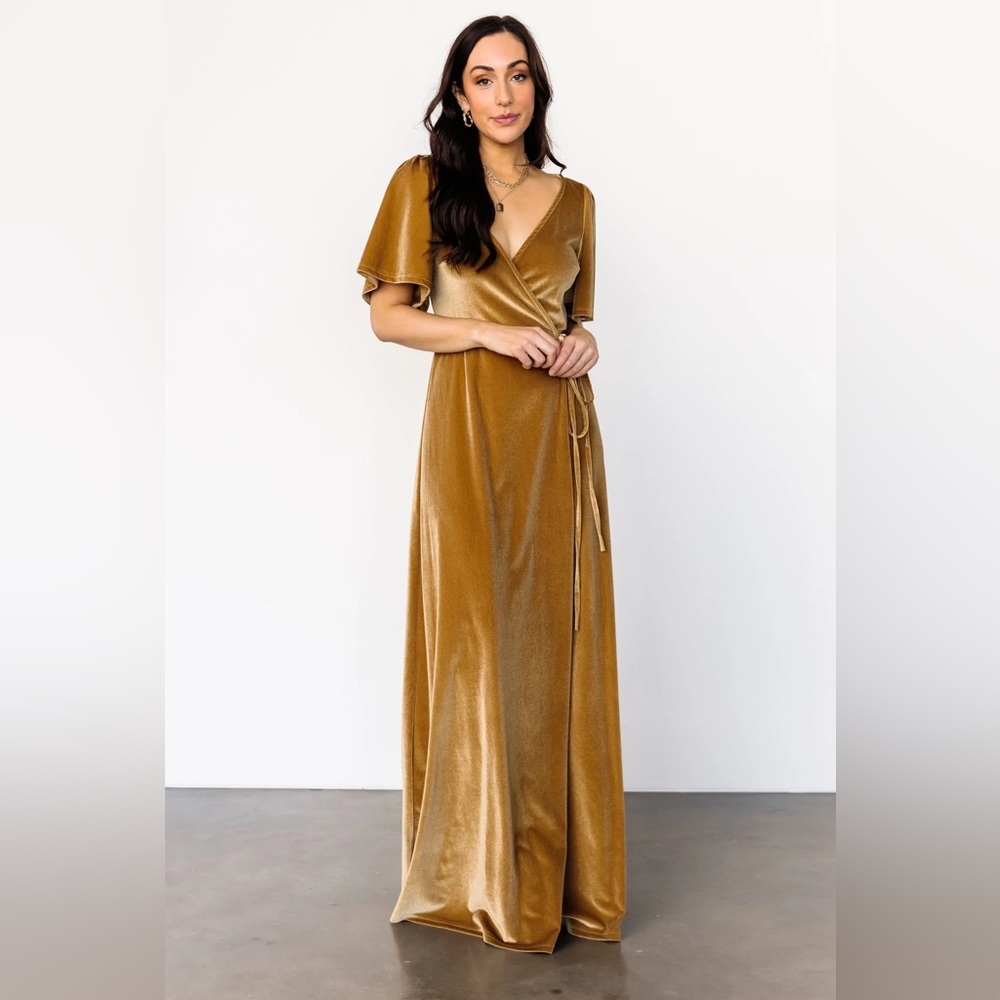 NWT Baltic Born Flutter sleeve Velvet Maxi wrap dress